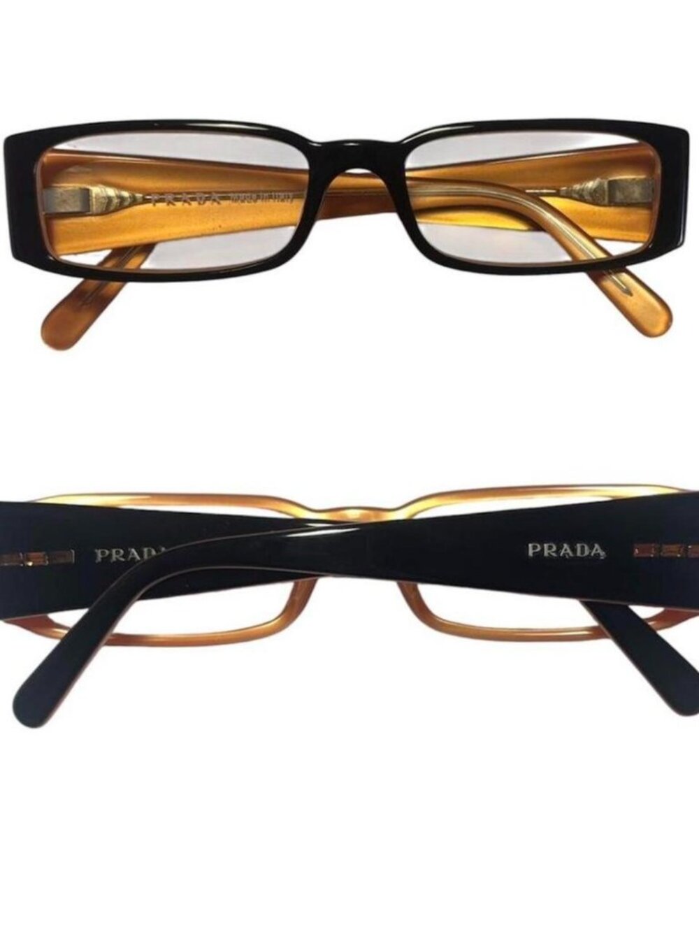 Vintage Prada 10FV black and gold eyeglasses